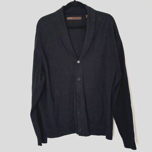Perry Ellis Men’s Cardigan Shawl Neck Sweater Classic Black Pockets Size XL *E89